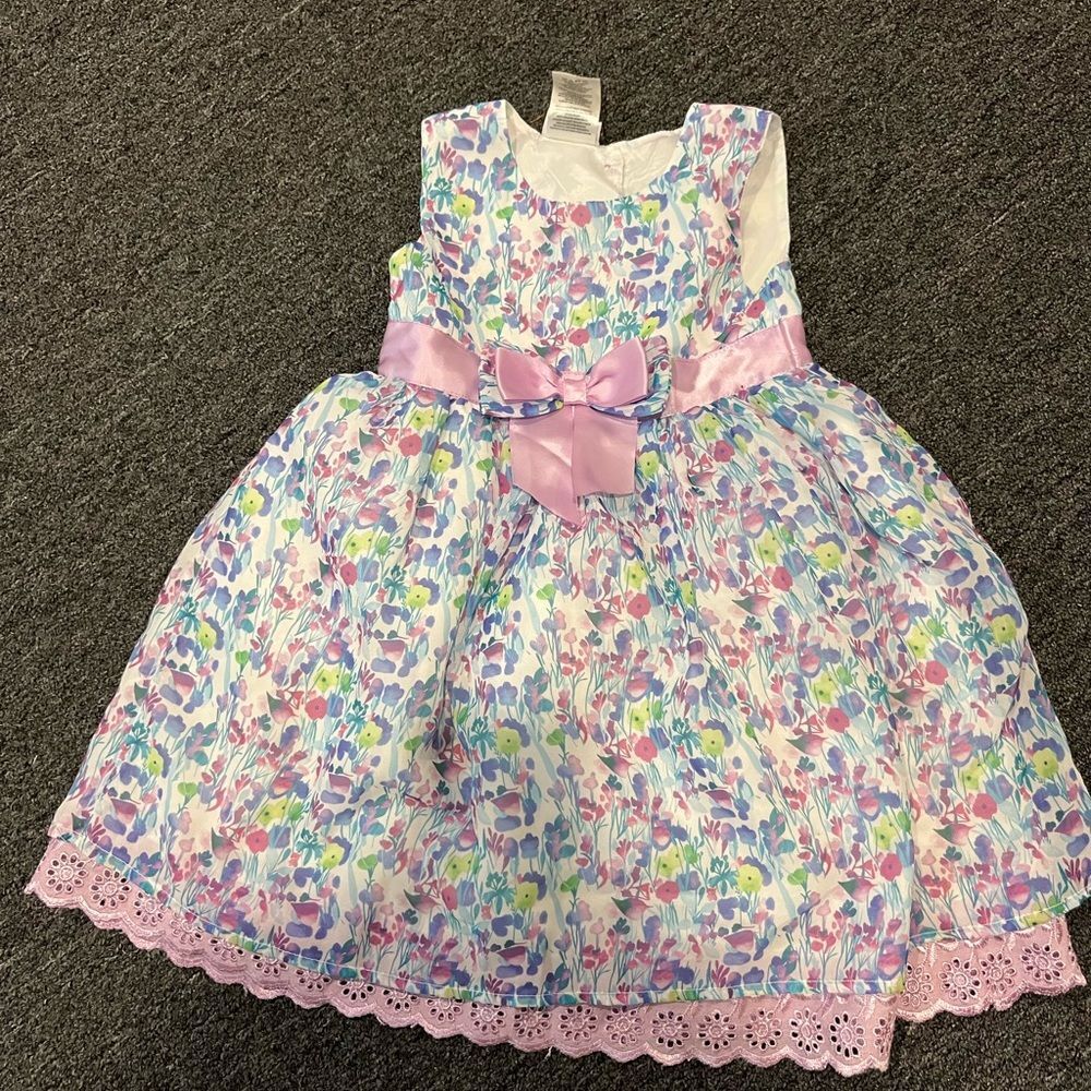 Source Unknown Floral Kids Dress - Pink, Blue, Purple